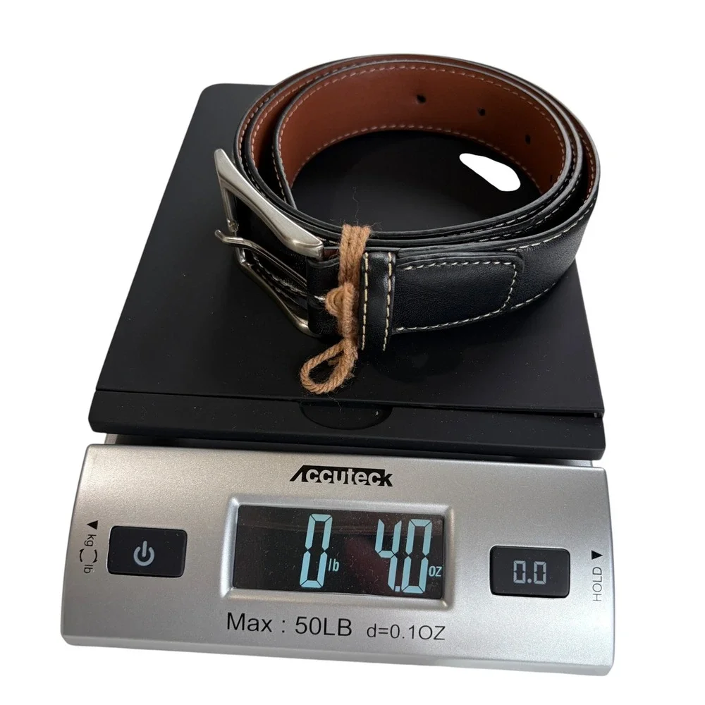 Johnston & Murphy Belt Mens Leather Classic Excellent Stitching 34 Black